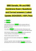 SBB Genetic, Rh and RBC membrane Exam | Questions and Correct answers | Latest Update 2024/2025 | 100% Pass