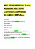 MTS STUDY MATERIAL Exam | Questions and Correct Answers | Latest Update 2024/2025 | 100% Pass