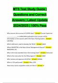 MTS Test Study Guide | Questions and Correct Answers | Latest Update 2024/2025 | 100% Pass