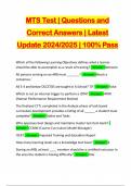 MTS Test | Questions and Correct Answers | Latest Update 2024/2025 | 100% Pass