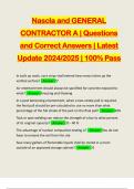 Nascla and GENERAL CONTRACTOR A | Questions and Correct Answers | Latest Update 2024/2025 | 100% Pass