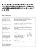 ATI MED SURG TEST QUESTIONS FLUID AND ELECTROLYTES BALANCE AND DISTURBANCE LATEST 2024-2025 QUESTIONS AND CORRECT ANSWERS