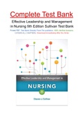 Effective Leadership and Management in Nursing 9th Edition Sullivan Test Bank