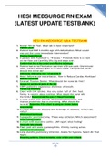 HESI MEDSURGE RN EXAM (LATEST UPDATE TESTBANK)