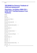 TES BANK for Dulcan's Textbook of Child and AdolescentT Psychiatry, 3rd Edition ISBN 978-1-61537-327-7 Verified Answers From Publisher