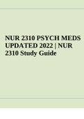 NUR 2310 PSYCH MEDS UPDATED 2022 | NUR 2310 Study Guide 