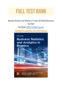 Business Statistics and Analytics in Practice 9th Edition Bowerman Test Bank