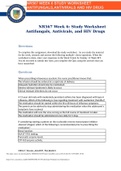 NR 567 Week 6 Study Worksheet; Antifungals, Antivirals, and HIV Drugs