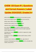 CHEM 120 Exam #1 | Questions and Correct Answers | Latest Update 2024/2025 | Graded A+