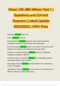 Chem 120 JMU Wilson Test 1 | Questions and Correct Answers | Latest Update 2024/2025 | 100% Pass