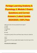 Portage Learning Anatomy & Physiology 2: Module 3 Exam | Questions and Correct Answers | Latest Update 2024/2025 | 100% Pass