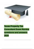 Texas Property Tax Consultant Exam Review questions and answers 2024