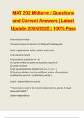 MAT 202 Midterm | Questions and Correct Answers | Latest Update 2024/2025 | 100% Pass