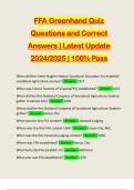 FFA Greenhand Quiz Questions and Correct Answers | Latest Update 2024/2025 | 100% Pass