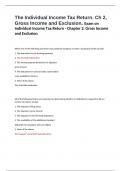 The Individual Income Tax Return. Ch 2, Gross Income and Exclusion. Exam on Individual Income Tax Return - Chapter 2: Gross Income and Exclusion