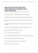 AMCA PHLEBOTOMY PRE-TEST QUESTIONS AND ANSWERS WITH SOLUTIONS 2024