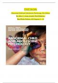 TEST BANK For Abnormal Child and Adolescent Psychology 9th Edition By Allen C. Israel, Jennifer Weil Malatras, Rita Wicks-Nelson. All Chapters 1 to 15 Complete, Verified Edition: ISBN 9780367252632