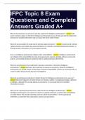 IFPC Topic 8 Exam Questions and Complete Answers Graded A+