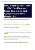 IFPC Study Guide - EBK 1, IFPC Certification Exam Questions and Complete Answers Graded A+