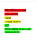 TMS3713  ASSIGNMENT 03: Geography teaching portfolio 2022