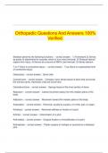   Orthopedic Questions And Answers 100% Verified.