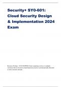 Security+ SY0-601: Cloud Security Design & Implementation 2024 Exam