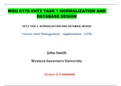 WGU C170 VHT2 TASK 1 NORMALIZATION AND DATABASE DESIGN