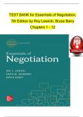  TEST BANK for Essentials of Negotiation, 7th Edition by Roy Lewicki, Bruce Barry Chapters 1 - 12 