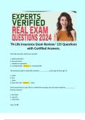 TN Life Insurance Exam Review/ 135 Questions with Certified Answers.  Term life insurance shall never provide:   a. death protection b. low premiums  c. temporary protection d. a living benefit - Answer: d. a living benefit  The premium paid on whole life