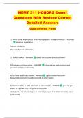 MGMT 311 HONORS Exam1  Questions With Revised Correct  Detailed Answers   Guaranteed Pass