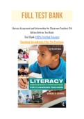 Literacy Assessment and Intervention for Classroom Teachers 5th Edition DeVries Test Bank