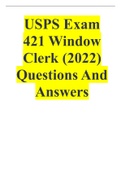 2022/2023 USPS Exam 421 Window Clerk  Questions And Answers  