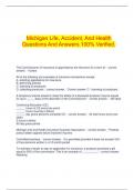  Michigan Life, Accident, And Health Questions And Answers 100% Verified.