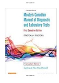 Mosby’s  Canadian Manual of Diagnostic and Laboratory Tests 1st Canadian Edition Test Bank |Complete Guide A+|Instant download.