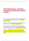 Real estate express - Colorado closings final exam with complete solution