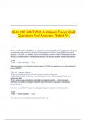   CLC 106 COR With A Mission Focus DAU Questions And Answers Rated A+.