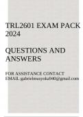 TRL2601 Exam pack 2024(Transport Management I)