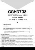 GGH3708 PORTFOLIO (ANSWERS) Semester 2 2024 - DISTINCTION GUARANTEED