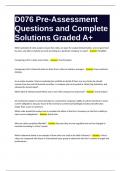 D076 Pre-Assessment Questions and Complete Solutions Graded A+