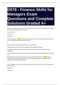 D076 - Finance Skills for Managers Exam Questions and Complete Solutions Graded A+