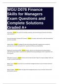 WGU D076 Finance Skills for Managers Exam Questions and Complete Solutions Graded A+