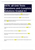 D076- all Unit Tests Questions and Complete Solutions Graded A+