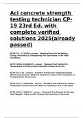 Aci concrete strength testing technician CP-19 23rd Ed. with complete verified solutions 2025