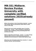 MN 551 Midterm Review Purdue University with complete verified solutions 2025(already passed)