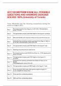 ACC 100 MIDTERM EXAM ALL POSSIBLE QUESTIONS AND ANSWERS 2024/2025 SOLVED 100%;University of Toronto