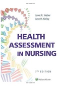 Test Bank for Health Assessment in Nursing 7th seventh Edition by Weber Kelley Test Bank