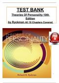 Test Bank for Theories of Personality 10th Edition by Ryckman, ISBN: 9780357671184, All 18 Chapters Covered, Verified Latest Edition