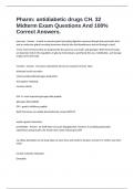 Pharm: antidiabetic drugs CH. 32 Midterm Exam Questions And 100% Correct Answers