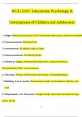 WGU D307 Educational Psychology & Development of Children and Adolescents QUESTIONS AND ANSWERS (2024/2025) (VERIFIED ANSWERS)