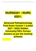 NURS6501 / NURS 6501:   Advanced Pathophysiology Final Exam Version 1 